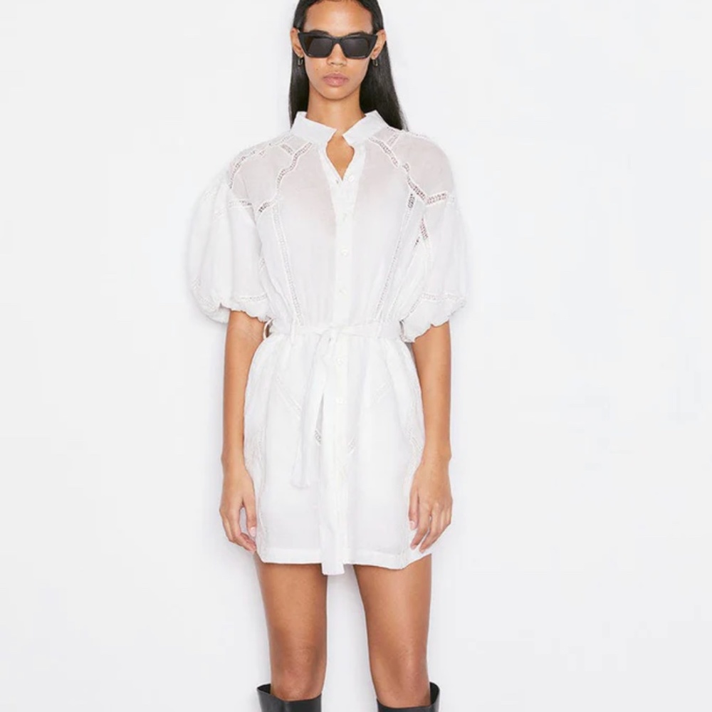 NWT Frame Inset Lace Puff Sleeve Minidress SP